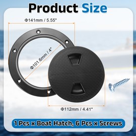 sourcing map Boat Hatch with Screws 4" Round Black