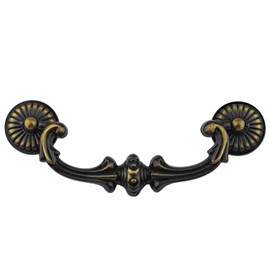 MuDuJia 4-Pack 5" C-C (5 Inch Centers) Bail Drawer Pull Drop Handles Dresser Handle Cabinet Pull Hardware Vintage Style Antique Brass 128 mm Center Hole Distance (4,Antique Brass)