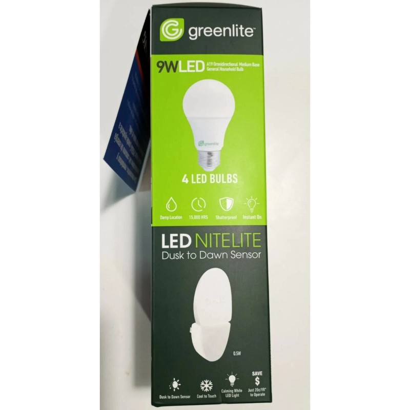 Greenlite A+ 4x9W LED Light Bulb + LED NITELITE GREENLITE