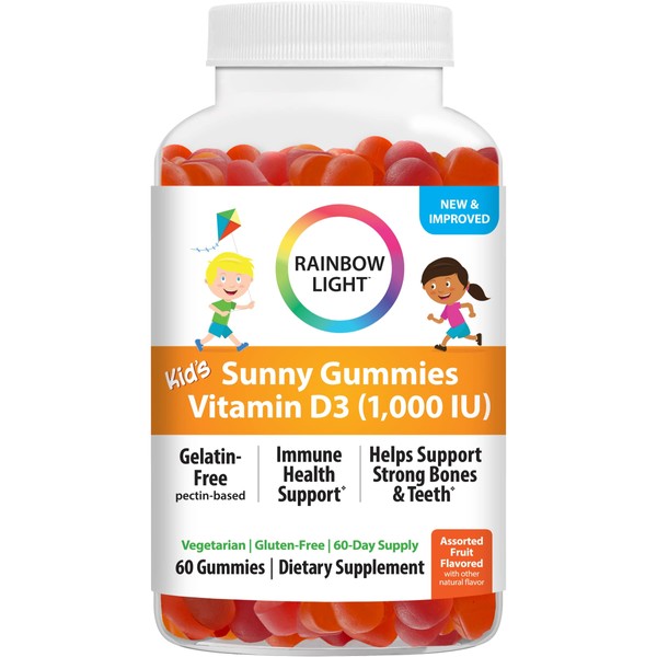 Rainbow Light Kids Sunny Gummies Vitamin D3 1000 IU, Assorted Fruit, 60ct