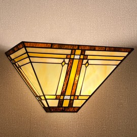 Capulina Tiffany Lamp Stained Glass Wall Sconce 2-Light 12 Inches Wide Cream Color Tiffany Style Wall Lamp for Hallway Stairway Bedroom Cinema Bathroom Home Office