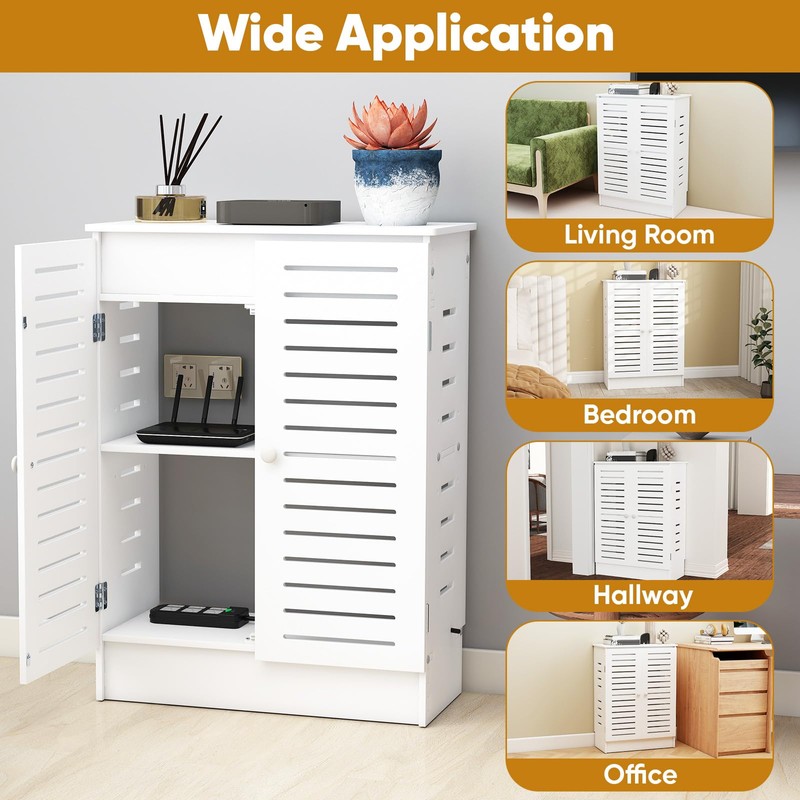 WYJREES WiFi Router Storage Cabinet, Multi-Functional Router Storage Box, Floor