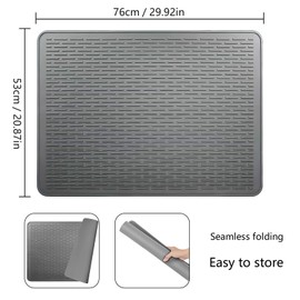 Stove Top Cover for Electric Stove, 29.92"x20.87" Silicone Stove Mat for Glass Top Stove, Heat Resistant Glass Cooktop Cover, Range Covers for Electric Stove, XL Dish Drying Mat for Kitchen (Gray)