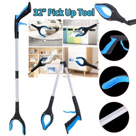 Unbranded Heavy Duty Grabber Tool Pick Up Stick Hand Grip Reach Trash Reacher 32" bule
