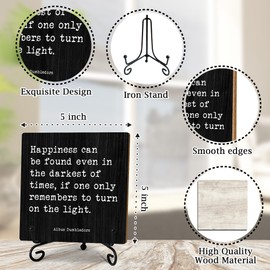 5" Inspirational Wooden Decor, Happiness Can Be Found Even In The Darkest Of Times,Motivational Desk Table Decor Shelf Decor, Heartwarming Gifts,Rustic Farmhouse Home Office Desk Decor And Accessories