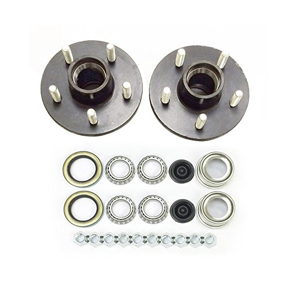 LIBRA Set of 2 Trailer Idler Hub Kits 5 on 4.5 for 1-1/16" Straight Spindle 2000lbs Axles- 22016K