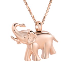 Hearbeingt Cremation Jewelry for Ashes Keepsake Urn Necklace for Human Pet Ashes Pendant, Elephant Memorial Jewelry for Men Women(Rose Gold)