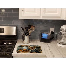 Caroline's Treasures DAC1825LCB Yorkie Fall Kitchen Pumpkins Glass Cutting Board Large Decorative Tempered Glass Kitchen Cutting and Serving Board Large Size Chopping Board