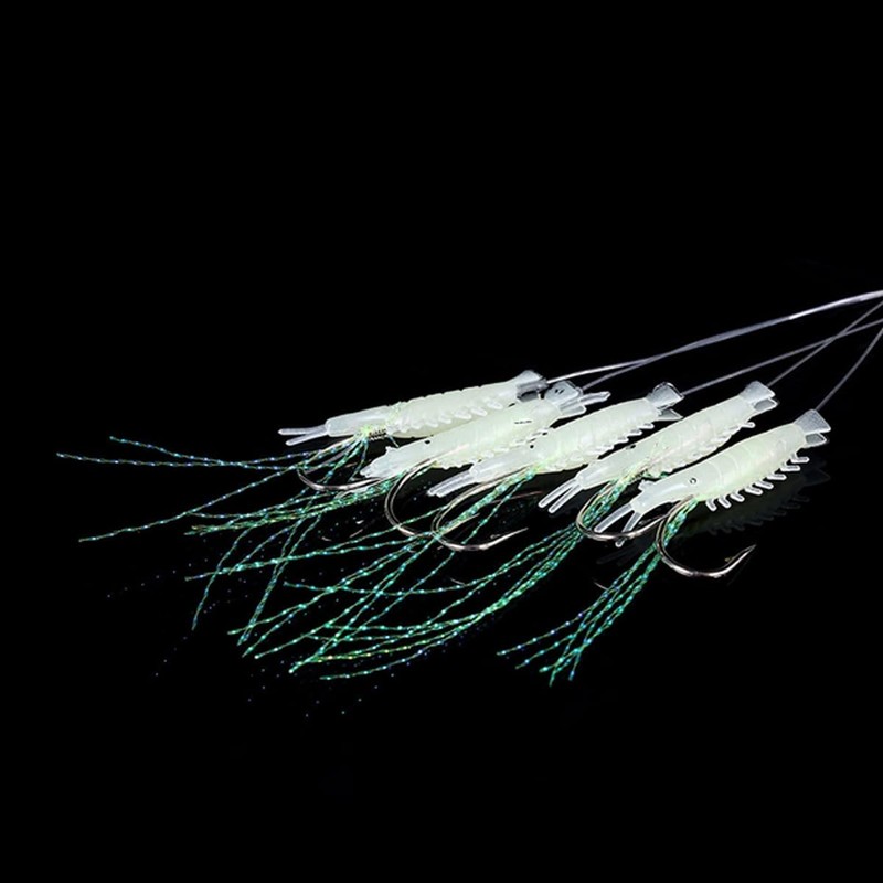 FOLANDO 5pcs Artificial Shrimp Bait, Luminous Swimbait Shrimp Artificial Shrimp