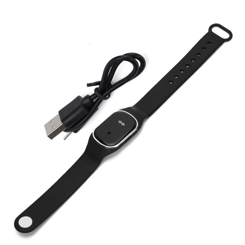 Rechargeable Intelligent Mosquito Repellent Bracelet Outdoor Anti Mosquito Wristband Black