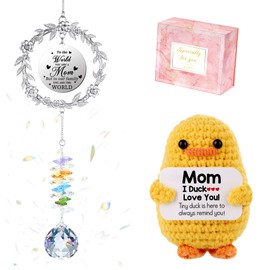 Mothers Day Suncatcher Gifts for Mom from Daughter Son, Mom Gifts Crystal Suncatcher for Windows Rainbow Best Moms Ever Gift Basket Mother’s Day Sun Catcher Gift