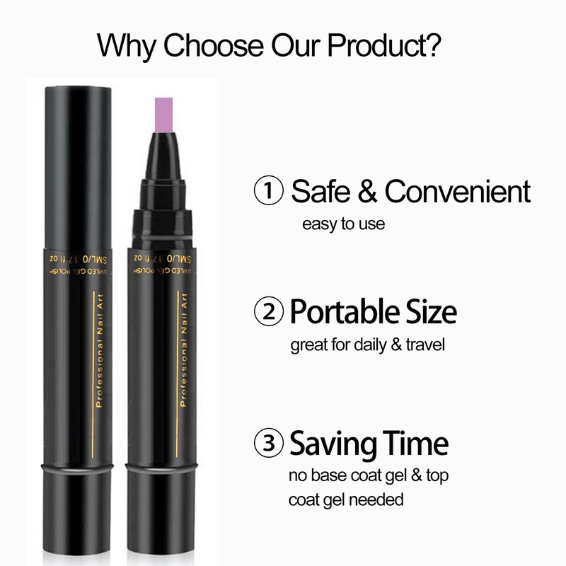 Gel Nail Polish Pen 6pcs One Step Nail Gel Pen