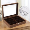 LOYALHEARTDY Wood Frame 8 Grids Velvet lining Glasses Sunglasses Tray