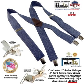 Holdup Contractor Series 2" Wide Work Suspenders (Dark Blue Denim)