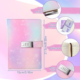 Journal with Lock, A5 Diary with Lock for Girls, 192 Pages Girls Diary for Women Teen Girls, Preppy stuff for Girls 10-12, Journal kit for Girls ages 8-12 with Pen, Pink Graduation Mom Gifts for Girls