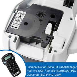 4-Pack Replacement for Dymo D1 Labels Tape 45010 S0720500 Refills, Black Printer on Clear Tape, 1/2 inch x 23’D1 Label Tape Compatible with DYMO LabelManager 160 210D 280 360D Label Maker