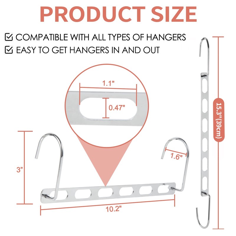 Hangers Space Saving, 12 Pack Metal Hanger Organizer, Closet Space