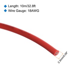 sourcing map 18AWG Wire 18 Gauge Stranded Wire PVC Hookup Wire 10M/33ft Red, Electrical Wire UL1007 Spool Tinned Copper Wire for Internal Connecting Wire, Marine