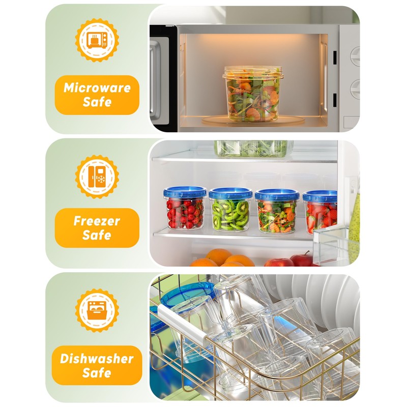 BiuLeon 6 Pack-24 oz Freezer Storage Containers, Plastic Food Storage