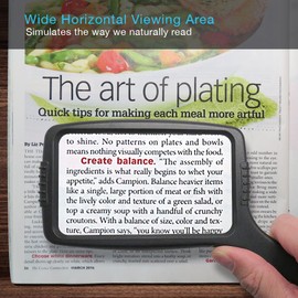 MagniPros Jumbo Size Magnifying Glass Wide Horizontal Lens(3X Magnification)- Shockproof Housing & Scratch Resistant Design W/Large Viewing Area Ideal for Reading Small Prints & Low Vision