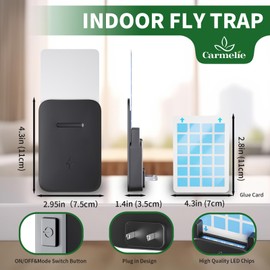 Indoor Plug-in Fly Traps - Insect Catcher for Flies, Mosquitoes, Moths - Safe & Effective - 2 Device(Black) + 10 Glue Boards