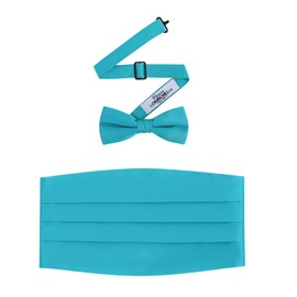 S.H. Churchill & Co. - Juego formal de pajarita y cummerbund de satén para hombre, verde azulado, Talla única