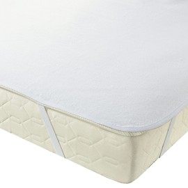 Erwin Müller Waterproof Molleton Mattress Topper Suitable for Toppers up to 10 cm Height - Absorbent, Over Corner Elastic Bands, Boil-Proof and Suitable for Tumble Dryer - Size 90 x 200 cm