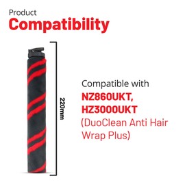 ReliapartSoft Brushroll Replacement Compatible For Shark with DuoClean Upright Vacuum NZ860UKT HZ3000UKT – Anti Hair Wrap Floorhead Roller Brush for Pet Hair, Hard Floors & Carpet, Easy Fit Accessory