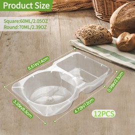 AUUTI 12 Set Reusable Snack Containers With Lids, Double Compartment Dipping Containers for Portion Control, Outdoor Takeaway, Sauce Dip Case, Plastic Snack Pack Containers