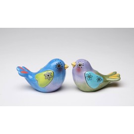 Cosmos Gifts 61909 Fine Ceramic Flights Of Fancy, Birds Couple in Bird Nest Salt & Pepper Shakers Set (3 pcs Set), 5-1/8" L