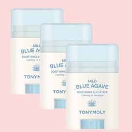 Tony Moly Mild Blue Agave Soothing Sun Stick SPF50+ PA++++, 15g, 3 pieces / 토니모리 순한 블루아가베 수딩 선스틱 SPF50+ PA++++, 15g, 3개