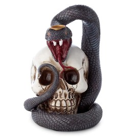 Puckator Snake and Skull Backflow Incense Burner - Home Zen Meditation Decor Accessories - Incense Waterfall Cone Burner - Spiritual Feng Shui Gothic Goth Relaxation Gifts Gift - Desk Ornaments