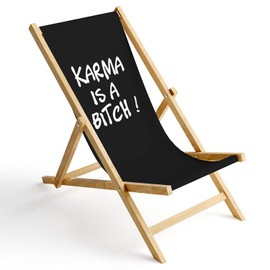 Ferocity Replacement Fabric Cover 131 x 44 cm Interchangeable Deck Chair Fabric Cover 100% Polyester for Wooden Deck Chair Folding Deck Chair Black Karma [119]