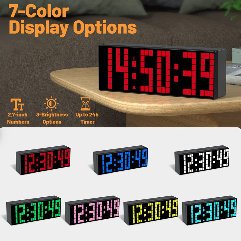 CHKOSDA Digital Alarm Clock, Led Clock with 2" Digital, 7