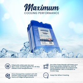 ArcticMax 200ml x4 Slim Freeze Boards BPA Free - Long-Lasting 10+ Hours Chill Time Ice Blocks, Portable Lightweight Insulated Reusable Fresh Food Drink Water Cooler Container – Summer BBQ and Outdoor