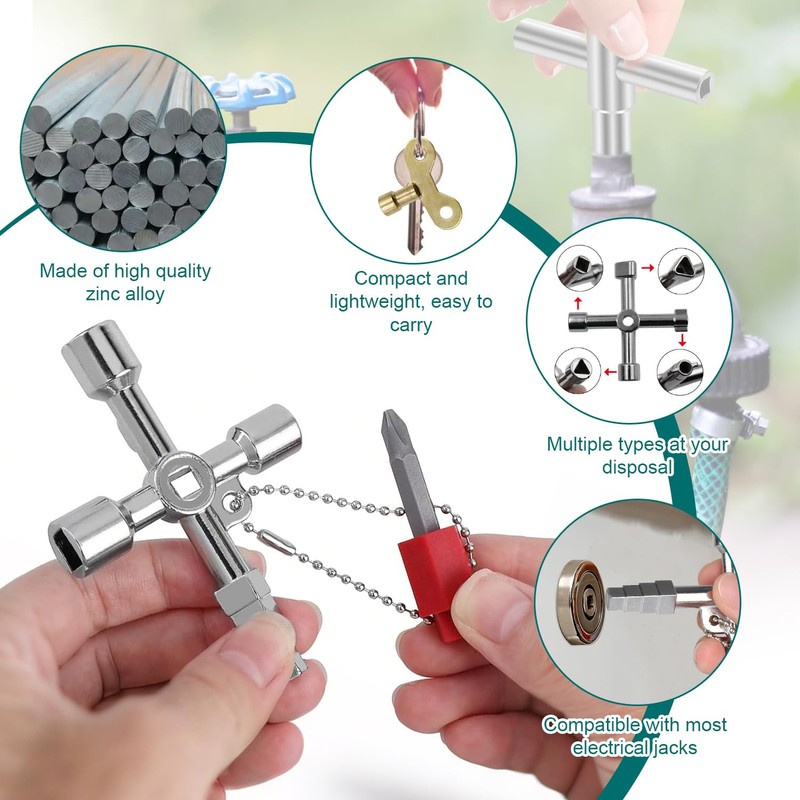 10-Piece Control Cabinet Key Set 4-in-1 Multifunctional Square Key Heating