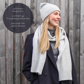 Giorgio Rimaldi® Women's Knitted Scarf Made of Wool Warm and Skin-Friendly Ideal as a Set with Matching Knitted Hat 24 x 180 cm, cream