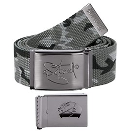 2Stoned Fabric Belt Unisex 4 cm Wide, Belt Buckle Matt with Bottle Opener, Canvas Belt for Men and Women, Ice Camo