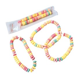 Smarties Candy Necklace Individually Wrapped Gluten Free & Vegan Fruit Flavored Bulk Candy on Stretch String Perfect Party Favors Birthdays & Celebrations | Wafer Candy Necklace Box - 24 Count