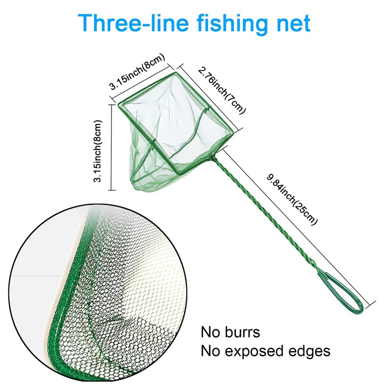 Aquarium Fishing Net,25cm Handle Fish Tank Quick Catch Mesh for