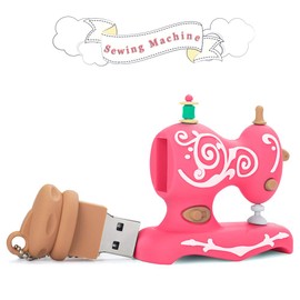 LEIZHAN Novelty USB Flash Drive 32GB Sewing Machine Shape Data Storage Memory Stick Thumb Drive Gift Pendrive, Pink