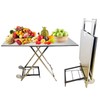 BIFCIOFH Outdoor Stainless Steel Folding Table with Wheels,Multifunctional Camping Table