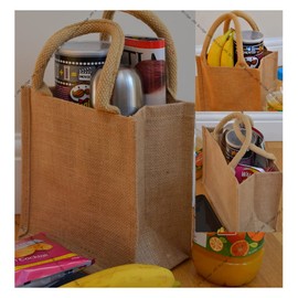 Jute Bags Large Hessian Shopping Tote ***Pack of 3*** Shopper Bags Classic Jute Handle. (3xT408CB) (3, LARGE - 45cm x 39cm, Gusset - 21cm)