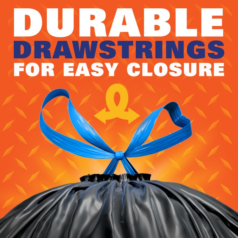 Hefty Strong Large Trash Bags, Black, 30 Gallon, 28 Count