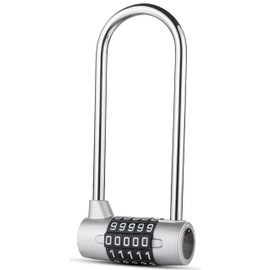 Maizoon Combination Lock Large Lengthened Beam 5 Digital Resettable Code Combo Durable Compact Easy to Set and Use Security Safe for Case Gym Locker Fence Toolbox Gate Hasp Storage Window Silver