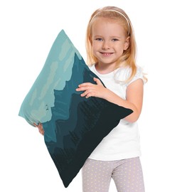 Moslion Mountain Throw Pillow Cover Nature Mountains Cloud Cotton Linen Decorative Pillow Case 18 x 18 Inch Standard Square Cushion Cover for Sofa Bedroom Men Women Blue