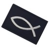 Jesus Fish Ixis Embroidered Velcro Patch, Black and White