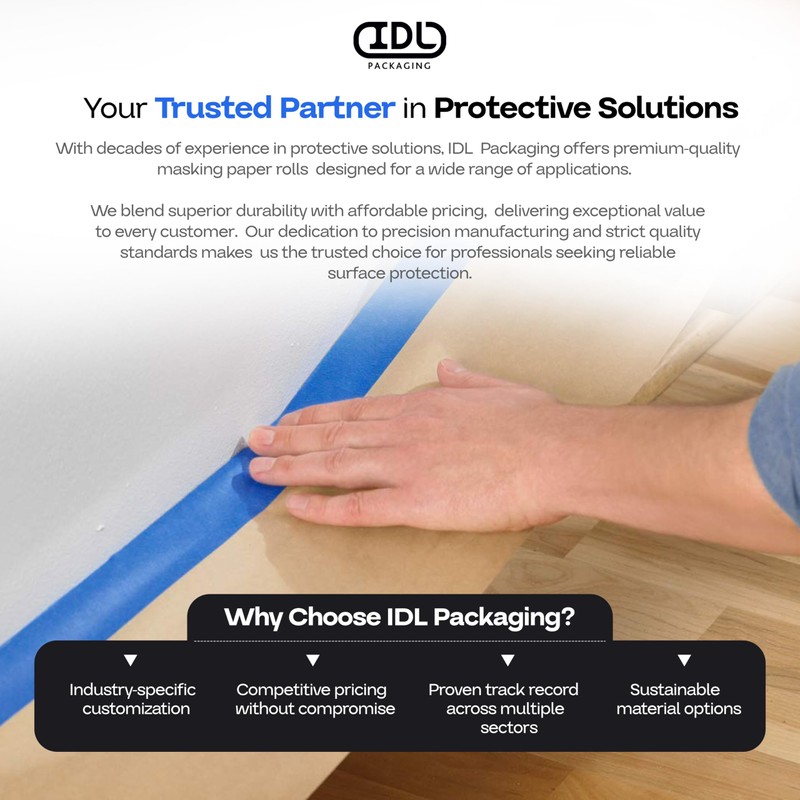 IDL Packaging Brown Masking Paper Roll 12" x 60-Yard (135