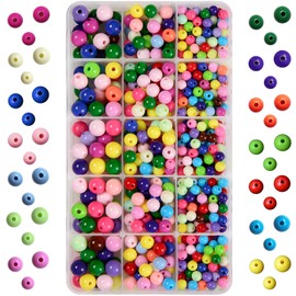 CHCCOYE 700Pcs Mix Size Acrylic Round Beads,6mm/8mm/10mm Round Acrylic Balls Beads, Plastic Resin Beads for Anklets Necklaces Bracelets DIY Jewelry Making Crafts (Mix Colors)