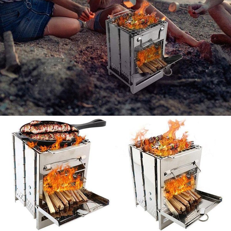 Camping Wood Burning Stove,Stainless Steel Compact Portable Foldable Camping with